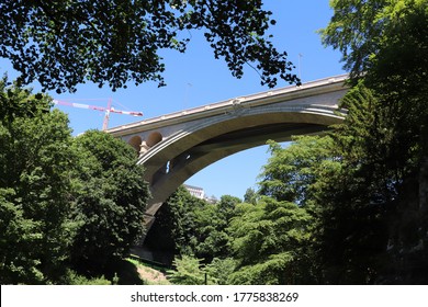 Luxembourg - 06 28 2019 : The Adolphe Bridge In Luxembourg On The Pétrusse River, City Of Luxembourg, Grand Duchy Of Luxembourg