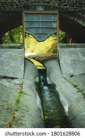 Pétrusse, Luxembourg - August 20th 2020, The Small Pétrusse Canal Stream Heading Forward To The Alzette River