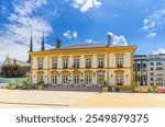 Luxembourg City Hall Stadhaus Stad Letzebuerg neoclassical style building on Place Guillaume II Knuedler town square in Luxembourg City historical centre Ville Haute quarter in sunny summer day