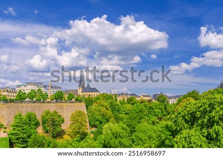 Similar – Image, Stock Photo Luxembourg. Monument of Remembrance Gelle Fra or Golden Lady is a war memorial in Luxembourg City. Dedicated to Luxembourgers who volunteered for service in armed forces of the Allied Powers during World War I