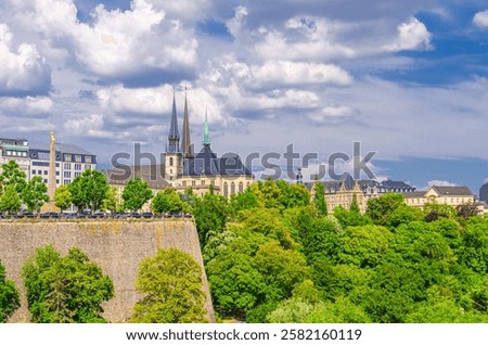 Similar – Image, Stock Photo Luxembourg. Monument of Remembrance Gelle Fra or Golden Lady is a war memorial in Luxembourg City. Dedicated to Luxembourgers who volunteered for service in armed forces of the Allied Powers during World War I