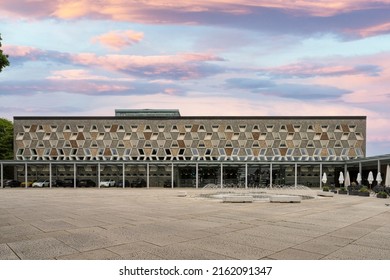 Luxembourg City, May 2022.  Outdoor View Of The Grand Theatre Of The City Of Luxembourg In The City Center
