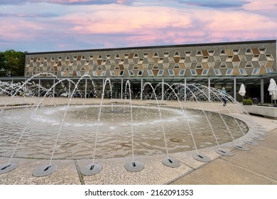 Luxembourg City, May 2022.  Outdoor View Of The Grand Theatre Of The City Of Luxembourg In The City Center
