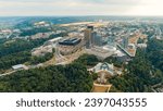 Luxembourg City, Luxembourg. View of the Kirchberg area with modern houses, Aerial View  