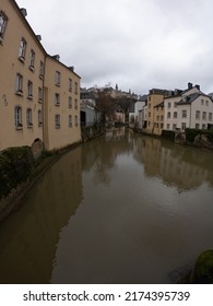 Luxembourg, December 4, 2021: The Grund district is one of Luxembourg City's oldest neighborhoods. Grund is the lower fortified area of Luxembourg city, located on the banks of the River Alzette. 