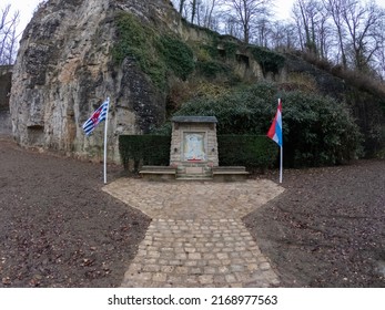 Luxembourg, December 5, 2021: Memorial site for victims of the Second World War (Memorial Grund - A NOS MORTS - 1940 - 1945), located in Luxembourg Grund.