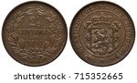 Luxembourg Luxembourgish coin 2-1/2 two and a half centimes 1908, value flanked by laurel/oak  wreath, shield with lion surrounded by country name 