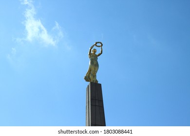  Luxembourg,  Luxembourg March 13 2019:  Luxembourg statue Gëlle Fra or Golden lady. Image by Raphaëlla Goyvaerts