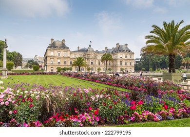 Luxembourg Palace and flowering park, Paris, France.