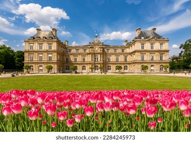 Luxembourg palace and gardens in spring, Paris, France