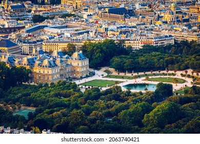 The Luxembourg Palace in The Jardin du Luxembourg or Luxembourg Gardens in Paris, France. Luxembourg Palace was originally built (1615-1645) to be the royal residence of the regent Marie de Medici.