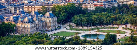 The Luxembourg Palace in The Jardin du Luxembourg or Luxembourg Gardens in Paris, France. Luxembourg Palace was originally built (1615-1645) to be the royal residence of the regent Marie de Medici.