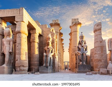 Luxor Temple courtyard and the statues of Ramses II, Egypt