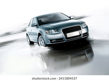 Lujo Coche Gray Audi Reflexión del Mar