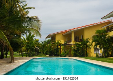 Luxurious Beautiful villa with an own swimming pool in Dominican Republic.. Outdoor resort Swimming pool in Tropical Paradise. spa resort. Dominican Republic, Seychelles, Caribbean, Bahamas.  - Shutterstock ID 151782554