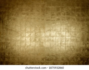 Luxurious burnished gold leaf surface on background panel - Shutterstock ID 1875932860