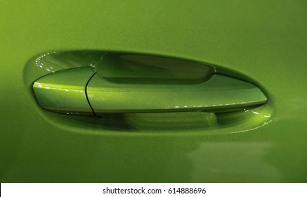 Luxurious Car Door Handle, Close Up.