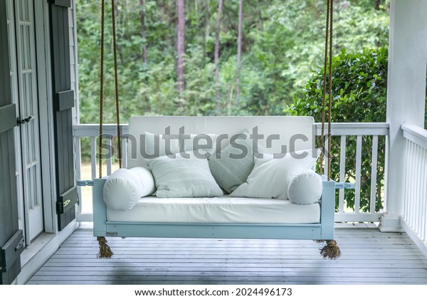 Luxurious Classic Outdoor Bed Swing Painted Stock Photo 2024496173   Luxurious Classic Outdoor Bed Swing 600w 2024496173 