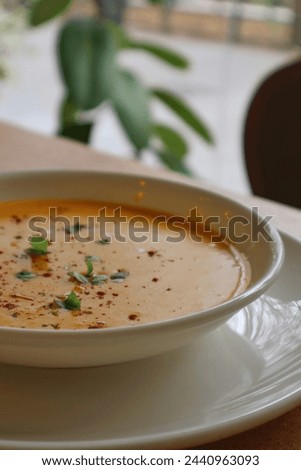Luxurious creamy soup with a delicate creaminess and the aroma of herbs.