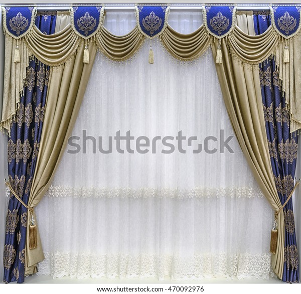 Luxurious Design Windows Walls Draperies Pelmet Stock Photo Edit