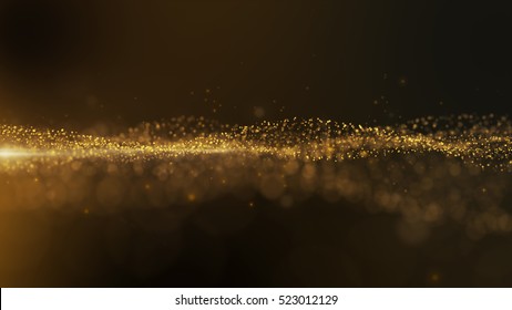 Luxurious Gold Sparkling Particles Wave Background