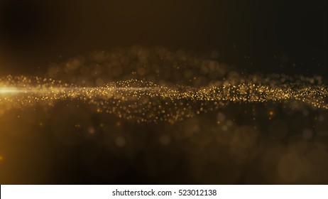 Luxurious Gold Sparkling Particles Wave Background