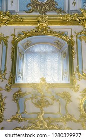 The Luxurious Interior And Golden Decorative Elements Of The Grand Peterhof Palace. Saint Petersburge, Russia - September 18, 2018. 