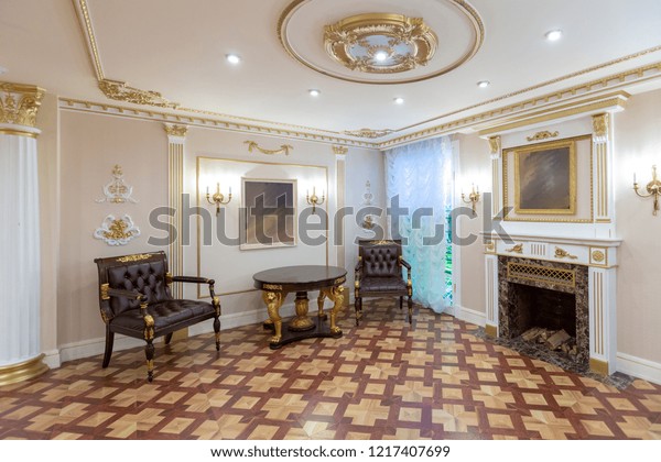 Luxurious Living Room Interior Beautiful Old Stock Photo
