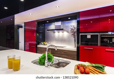 Luxurious new kitchen with modern appliances