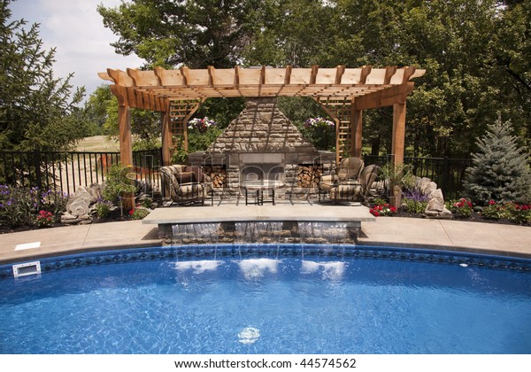 Luxury Backyard Pool Stock Photo Edit Now 44574562