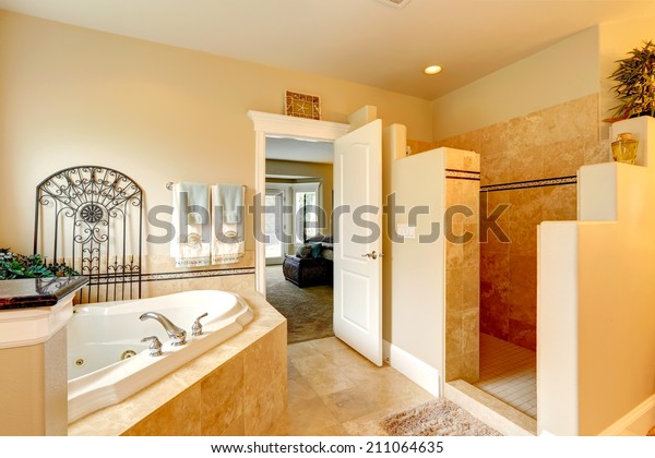 Luxury Bathroom Master Bedroom Bathroom Has Stock Photo