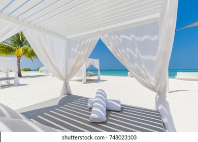 Luxury Beach Scene. Summer Vacation And Holiday Concept