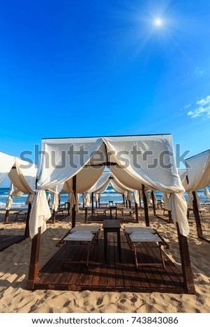 Similar – Foto Bild Strandkabine Sand MEER