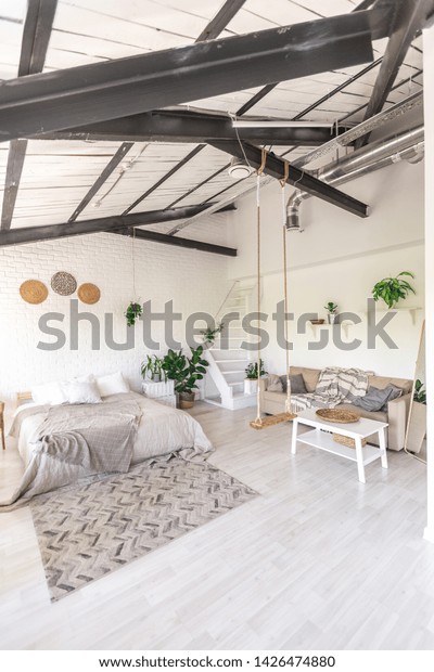 Luxury Bedroom Design Rustic Cottage Minimalist Stock Photo Edit