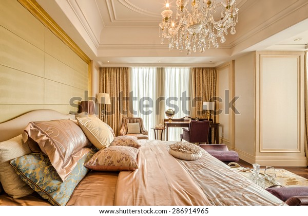 Luxury Bedroom Furniture Upscale Design Decoration Stock