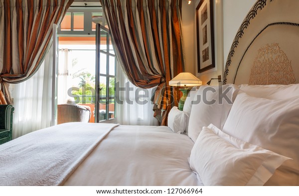 Luxury Bedroom That Opens French Doors Stock Photo Edit Now