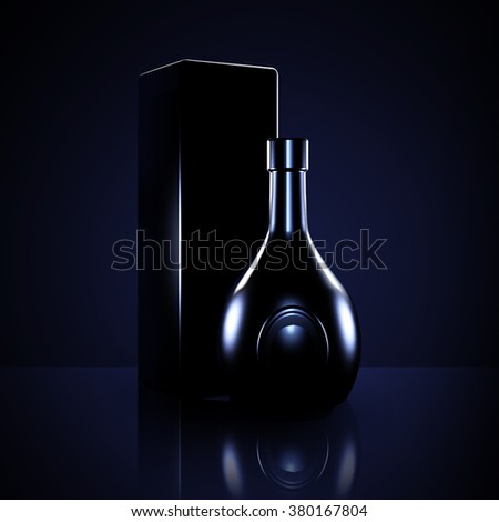 Luxury black background with elite alcohol. A bottle of liquor.