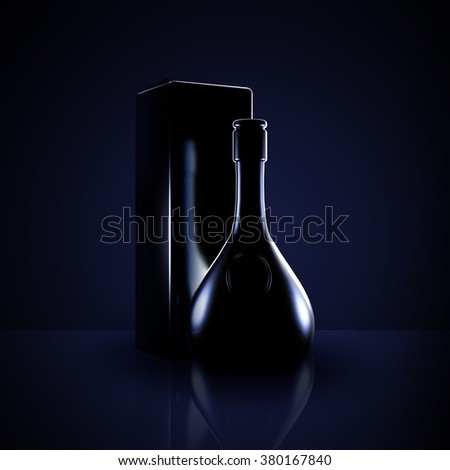 Luxury black background with elite alcohol. Bottle of rum.