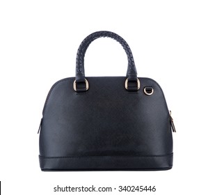 Luxury Black Leather Holding Female Fashion Hand Bag Isolated Background 