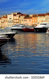 Luxury Boats Docked In St. Tropez In French Riviera