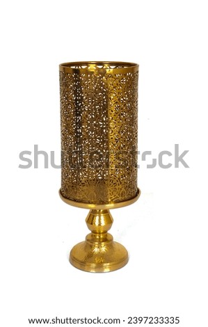 luxury brass candle stand isolated on white background