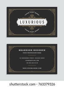 Luxury business card and vintage ornament style logo vector template. Retro elegant flourishes ornamental frames design. - Shutterstock ID 763379326