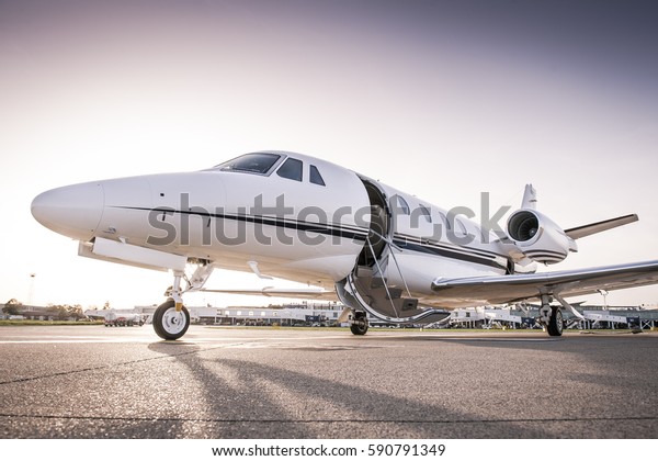 Luxury business jet ready\
for boarding