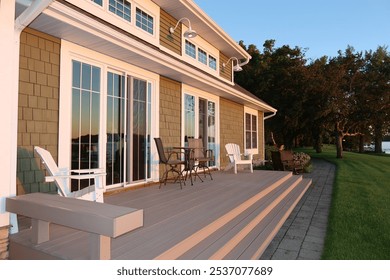 Luxury cabin porch facing the lake - Powered by Shutterstock