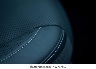 Luxury Car Interior Details. Black Leather Seat