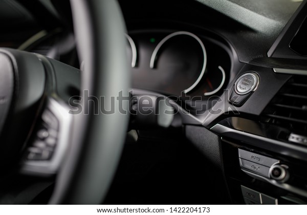 Luxury car interior\
details of a modern car.