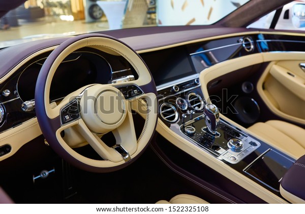 Luxury\
car interior details. Shallow DOF selective\
focus.