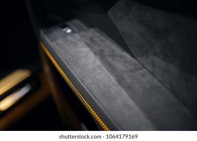 Luxury car opened door and alcantara texture