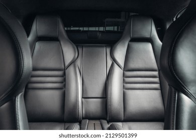 Luxury Car Rear Seats Row. Expensive Car Leather Seats  