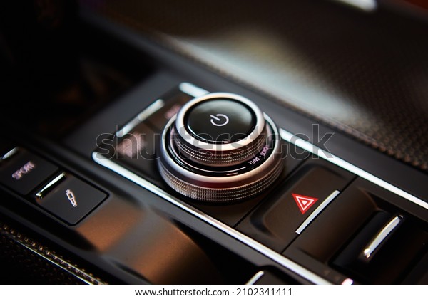 Luxury car
tune control panel. Modern car
interior